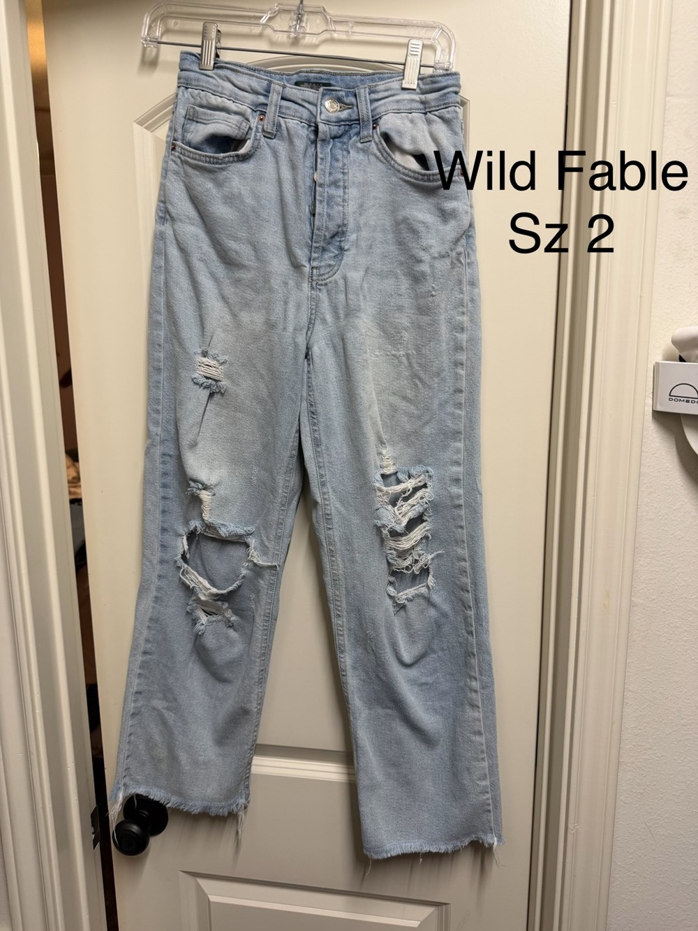 wild fable Light Blue Distressed Straight Leg Jeans